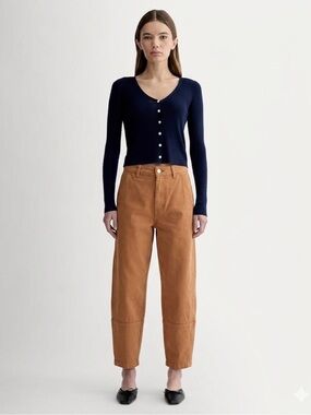 Everlane Sz 0 Brown Cotton Barrel Leg Casual Pants